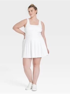 all in motion White Pleated Skater Tank Dress